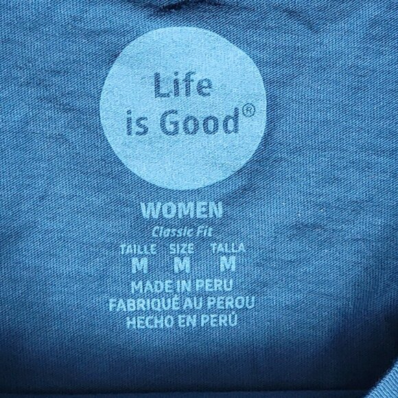 NWT Life Is Good Aqua Classic Fit Crew Neck Long Sleeve Tee Stay Out All Night M - Picture 10 of 10